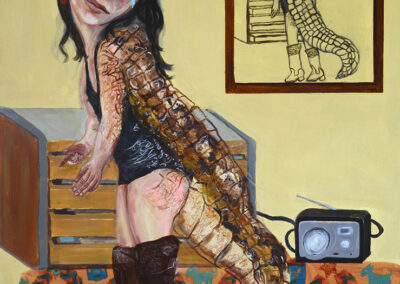 Debbie Lee, Window to the Imagination, Gator Girl, acrylic on canvas, 122 x 91cm, 2017