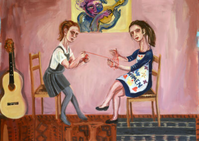Debbie Lee, Childhood Memories, Winding the Skein, oil on canvas, 91cm x 122cm, 2021