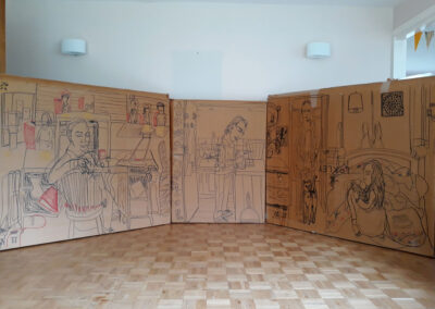 Debbie Lee, Cardboard, installation at home, 2020