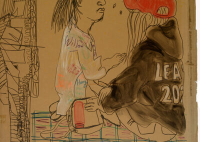 Debbie Lee, Leavers Picnic, mixed media on cardboard, 122cm x 91cm, 2020