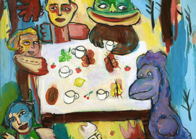 Debbie Lee, Alice and Other Tales, Dodo Picnic, oil on canvas, 92cm x61cm, 1997