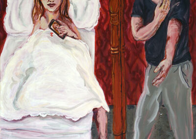 Debbie Lee, At Home, Red Room, acrylic and oil pastel on canvas, 152cm x 90cm, 2020