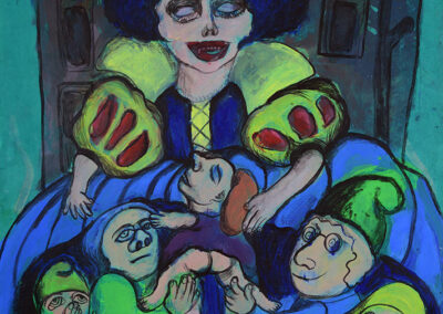 Debbie Lee, Alice and Other Tales, Snow White 7 Under her Skirt, acrylic on paper, 86cm x 61cm, 1994