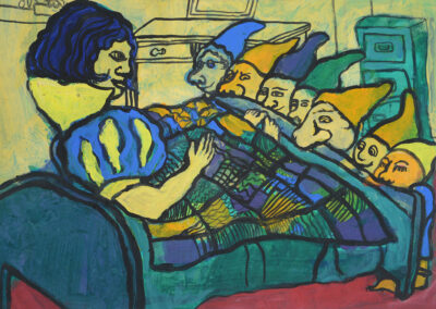 Debbie Lee, Alice and Other Tales, Snow White in bed, acrylic on paper, 42cm x 59cm, 1997