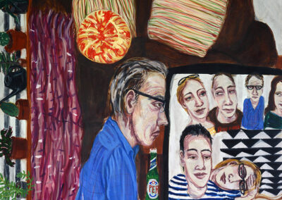 Debbie Lee, At Home, Zoom Room, oil on canvas, 152cm x 122cm, 2020