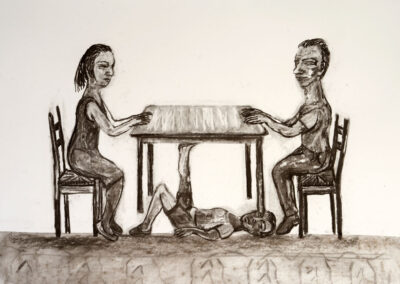 Debbie Lee, Seance, charcoal on paper, 50cm x 68cm, 2020