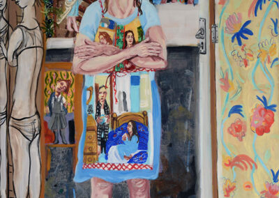 Debbie Lee, At Home, Art Apron, oil on canvas, 152cm x 101cm, 2020