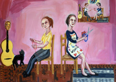 Debbie Lee, Childhood Memories, Cutting the Thread, oil on canvas, 91cm x 122cm, 2021