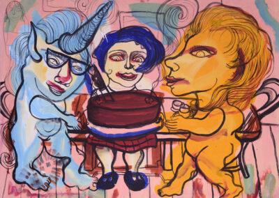 Debbie Lee, Alice and Other Tales, Lion and the Unicorn, acrylic on paper, 56cm x 76cm, 1994