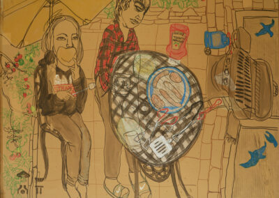 Debbie Lee, BBQ, mixed media on cardboard, 122cm x 152cm, 2020