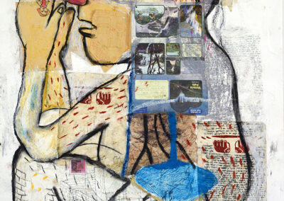 Debbie Lee, Body Mail, mixed media on letters, 98cm x 70cm, 1998